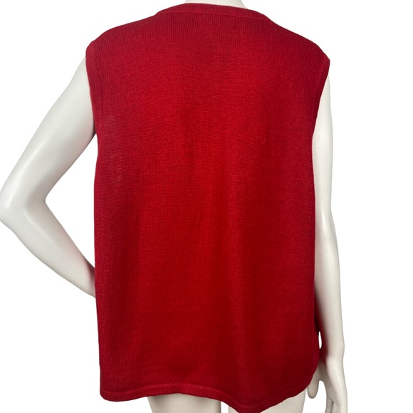 Vintage Requirements Red Knit Ugly Christmas Vest Beaded Embroider Women’s Sz 1X - Picture 6 of 13